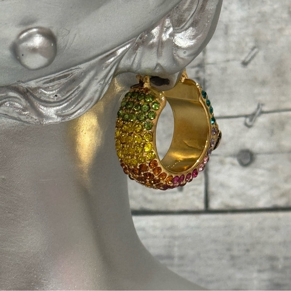 KURT GEIGER LONDON Rainbow Pave Eagle Hoop Earrings - Picture 5 of 7